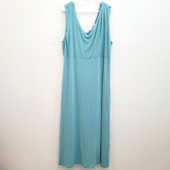 NWT Forgotten Grace Front Pleat Maxi Dress In Robin Egg Chambray Women's Size 3X - Picture 2 of 12